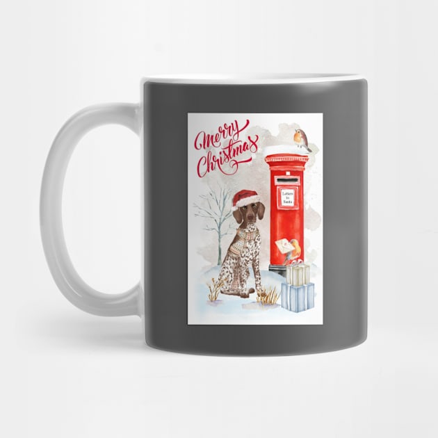 German Shorthaired Pointer Merry Christmas Santa Dog by Puppy Eyes